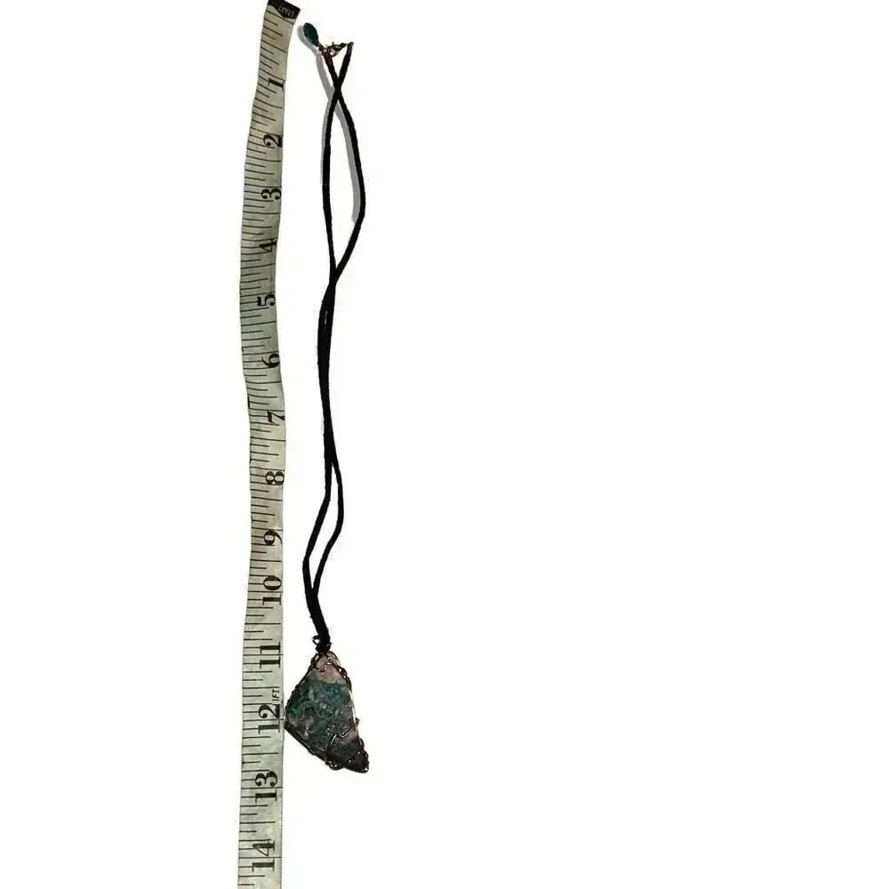 Handcrafted leather cord necklace with quartz Gem stone
